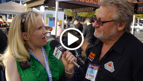 YBLTV Anchor, Erika Blackwell meets Galaxy Outdoor, LLC, President, Bruce Spangrud at National Hardware Show, 2014.
(Image Courtesy: Galaxy Outdoor, LLC/Your Biz LIVE).