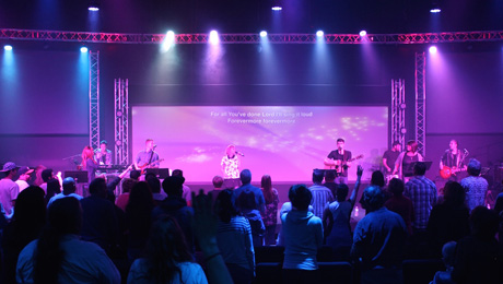 View looking towards the stage at the Life Center at East Valley Church