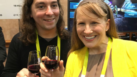 10-Vins Co-Founder, Luis Da Silva Cheers the New Year With YBLTV Anchor, Erika Blackwell at CES Unveiled 2016, Las Vegas, NV.