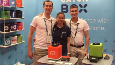 Helping to increase engagement at InfoComm 2016, L-R Egils Zanderz, Head of Partner Sales; Sofia Nikolaeva, Business Development and Timo Kauppila, CEO and Co-Founder.