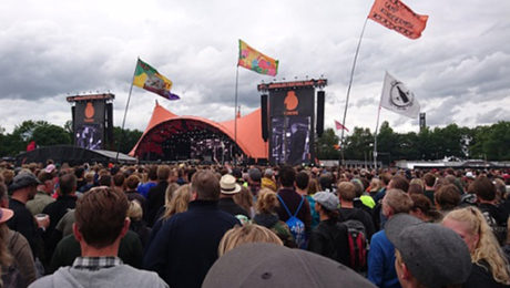 Around the Orange Stage thousands of fans enjoy a concert and wireless connectivity.