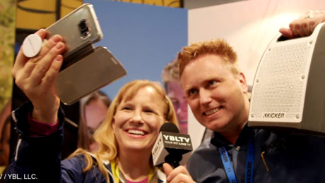 Kicker's Global Training, Aaron Malin with Erika Blackwell at CES 2017.